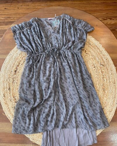 vestido manga caida gasa estampa cforro